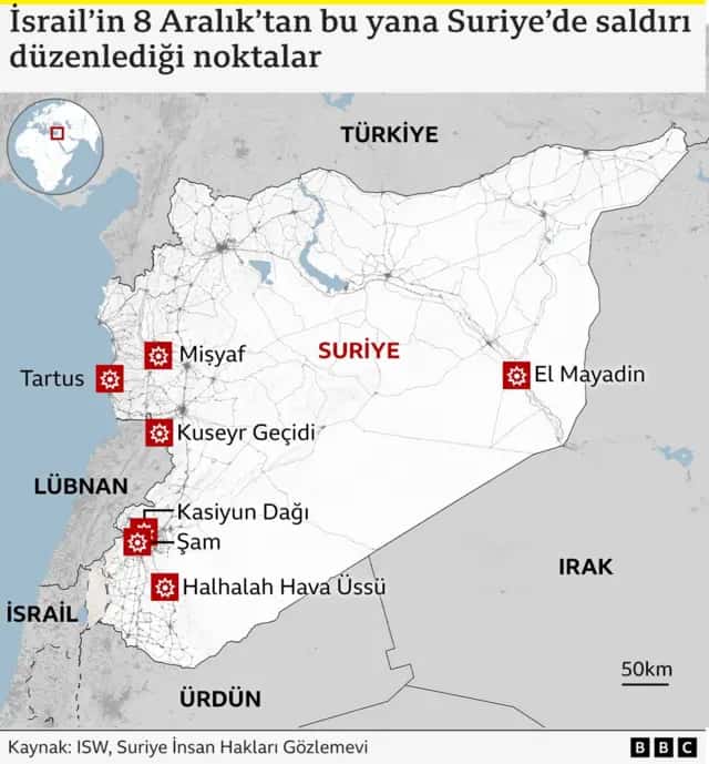 İsrail: Suriye’nin güneyinde Şam’a ait askeri üsleri vurduk